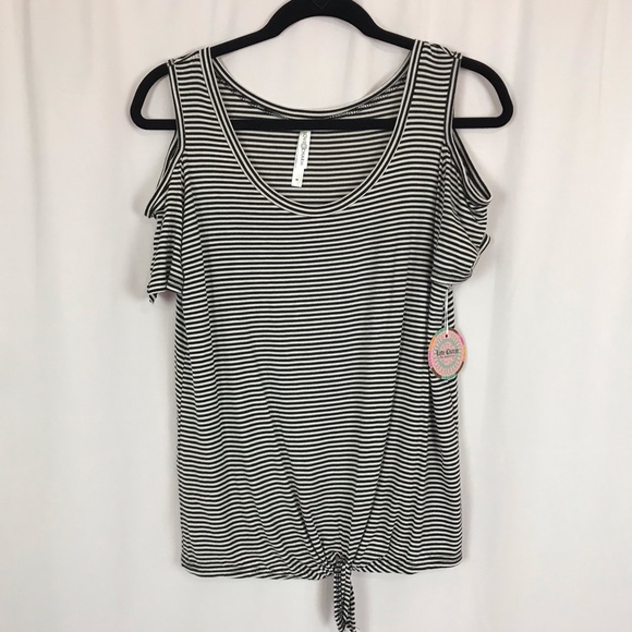 Love Charm Tops - Love Charm Cold Shoulder Knot Front Top